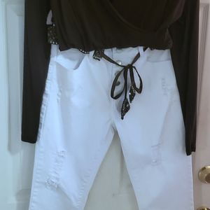 NWOT - Distressed White Cic & Sexy Jeans